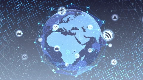 Technology Icon Network World Internet Digital devices on Space Earth 7M J1G Vídeos de archivo 141252134