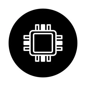 Technology icon representing a central processing unit with a black backgro.. Stock Illustration