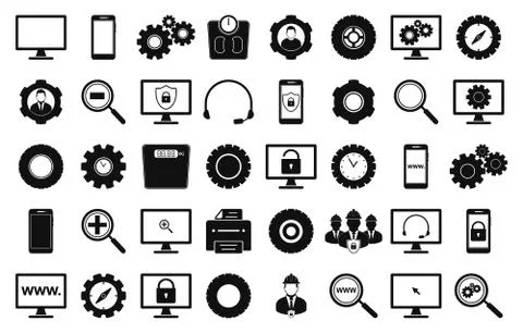 Technology icon set. Flat style vector EPS. Stock Illustration