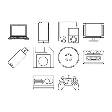 Technology icon set Stock Illustration