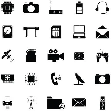 Technology icon set Stock Illustration