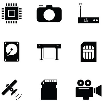 Technology icon set Illustrazione stock