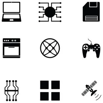 Technology icon set Stock Illustration