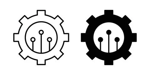 Technology icon. Style is flat and line symbol Stock Illustration