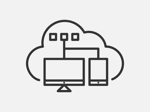 Technology icon vector cloud computing connection. Big data global server. Li Stock Illustration