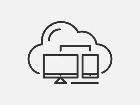 Technology icon vector cloud computing connection. Big data global server. Li Stock Illustration