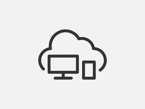 Technology icon vector cloud computing connection. Big data global server. Li イラスト素材