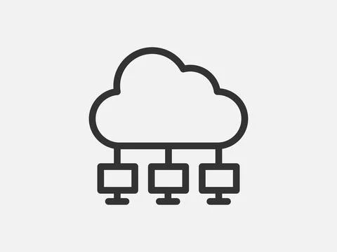 Technology icon vector cloud computing connection. Big data global server. Li Stock Illustration