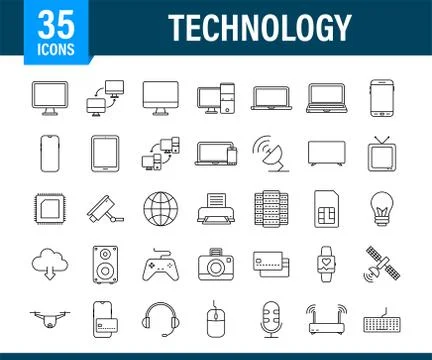 Technology icon on white background. Information technology. Digital Stock Illustration