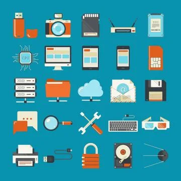 Technology icons Stock Illustration