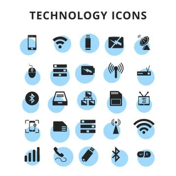 Technology icons set Stock Illustration