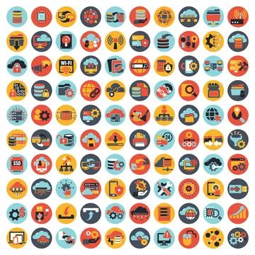 Technology icons set 스톡 일러스트