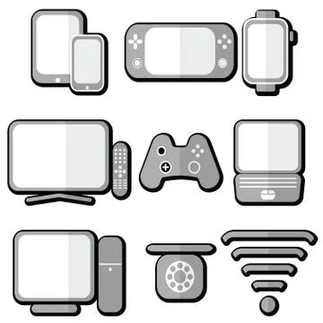 Technology icons  with shadow Stock Illustration