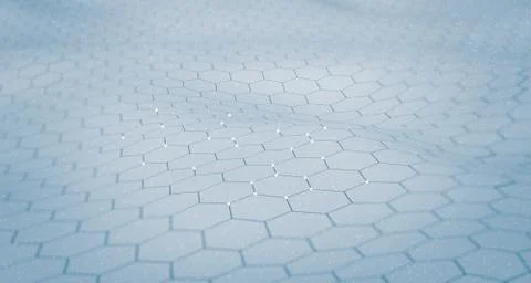 Technology illustration, abstract hexagonal landscape, concept of connecting Stock Illustration