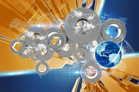 Technology illustration with metallic gear Stock Illustration