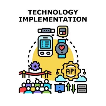Technology implementation and digital transformation solutions Stock Illustration