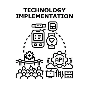 Technology implementation and digital transformation solutions Stock Illustration