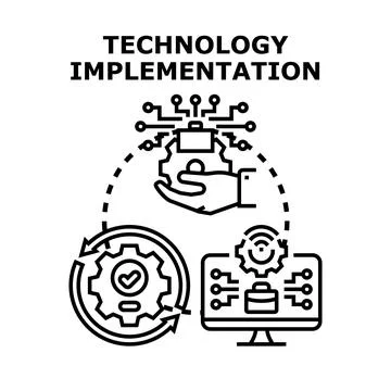 Technology implementation process and business development concept Stock Illustration