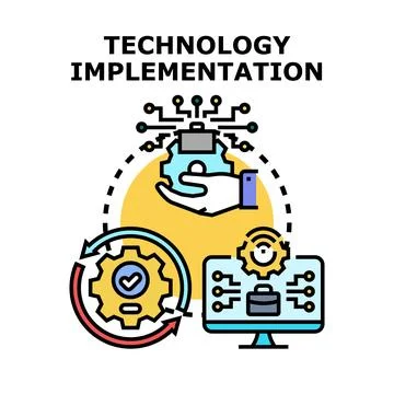 Technology implementation process and business development concept Stock Illustration