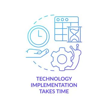 Technology implementation takes time blue gradient concept icon 스톡 일러스트