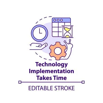 Technology implementation takes time concept icon 库存插图