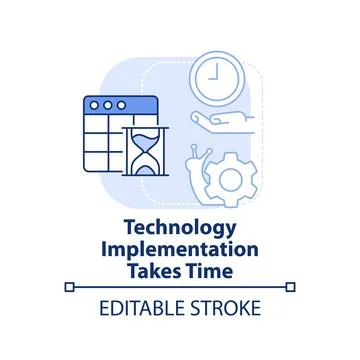 Technology implementation takes time light blue concept icon 库存插图