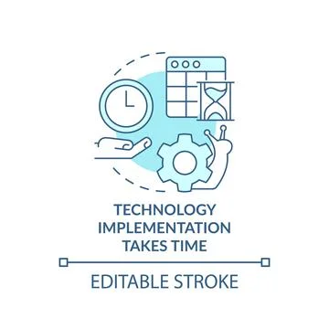 Technology implementation takes time turquoise concept icon 스톡 일러스트