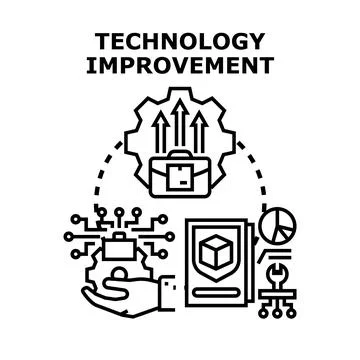 Technology improvement innovation process developing performance growth Ilustração Stock