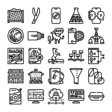 Technology, industry, science and communication line icons 스톡 일러스트