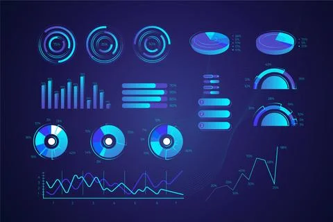 Technology infographic collection design Stock Illustration