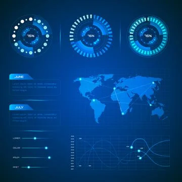 Technology infographic collection Stock Illustration