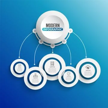 Technology infographic template with 3D paper label, integrated circles. Busi Stock Illustration
