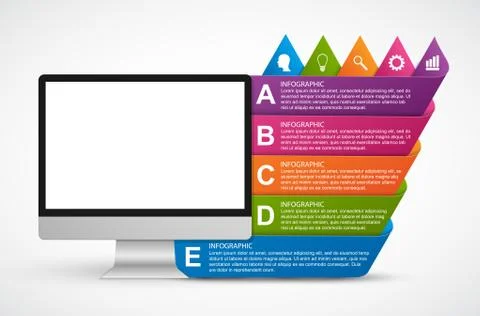 Technology Infographics Template. Pencil with multicolored ribbons. Infographics Stock Illustration