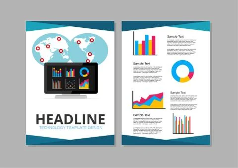 Technology information background template design for web banner, graphic ele Illustration