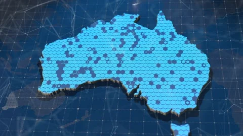 Technology Infrastructure Australia Map Connection Data Grid Stock Footage 310370479