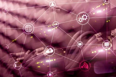 Technology infrastructure cloud computing and communication. Internet concept Stock Photos