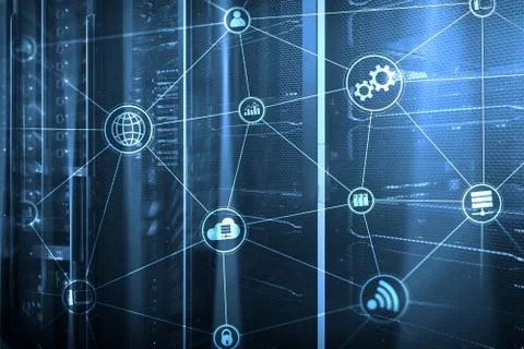 Technology infrastructure cloud computing and communication. Internet concept Stock Photos