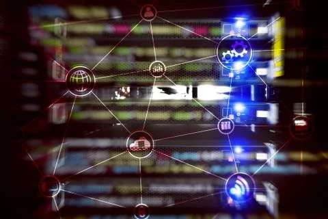 Technology infrastructure cloud computing and communication. Internet concept 스톡 사진