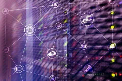 Technology infrastructure cloud computing and communication. Internet concept Stock Photos