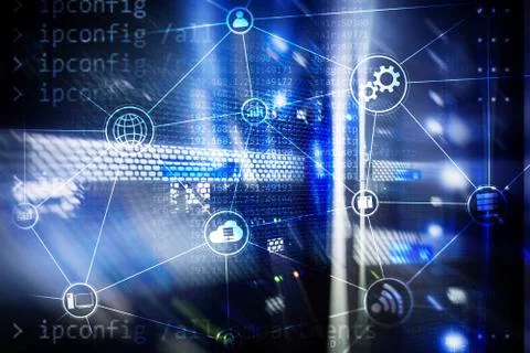 Technology infrastructure cloud computing and communication. Internet concept Stock Photos