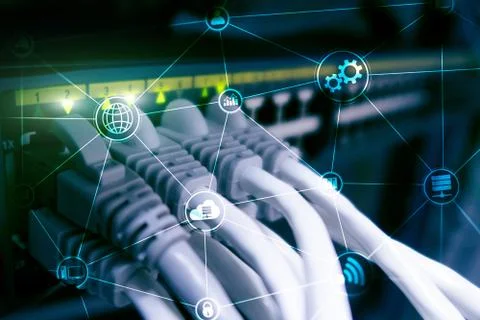 Technology infrastructure cloud computing and communication. Internet concept. Foto stock