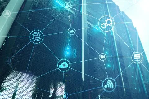 Technology infrastructure cloud computing and communication. Internet concept. Foto stock