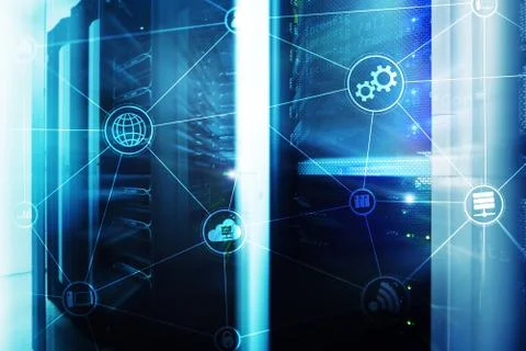 Technology infrastructure cloud computing and communication. Internet concept. Stock Photos