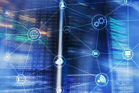 Technology infrastructure cloud computing and communication. Internet concept Stock Photos