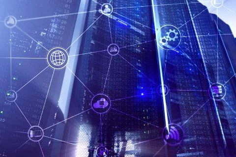 Technology infrastructure cloud computing and communication. Internet concept. Foto stock