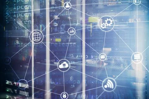 Technology infrastructure cloud computing and communication. Internet concept. Stock Photos