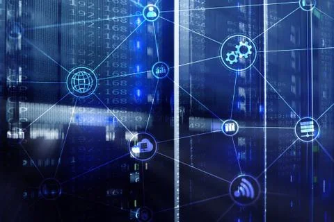 Technology infrastructure cloud computing and communication. Internet concept Stock Photos