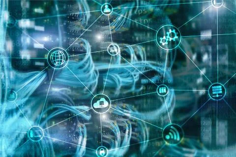 Technology infrastructure cloud computing and communication. Internet concept Stock Photos