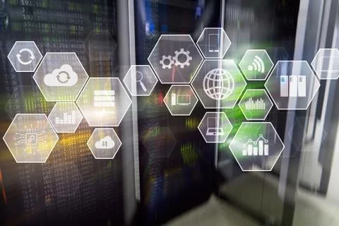 Technology infrastructure cloud technology and communication, server room Stock Photos