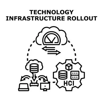 Technology infrastructure rollout concept for modern hosting 스톡 일러스트